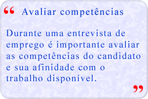 dinamicas e treinamentos para avaliação de competencias em entrevista de emprego