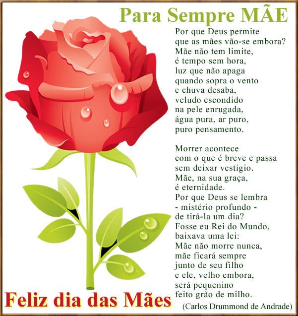 mensagem de feliz dia das mães para facebook com poema de Drummond